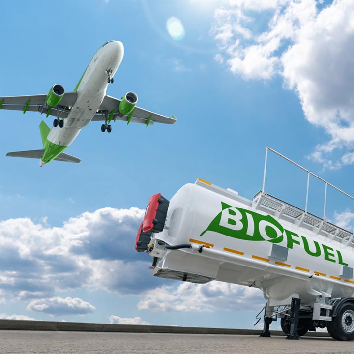 Airplane and biofuel tanker