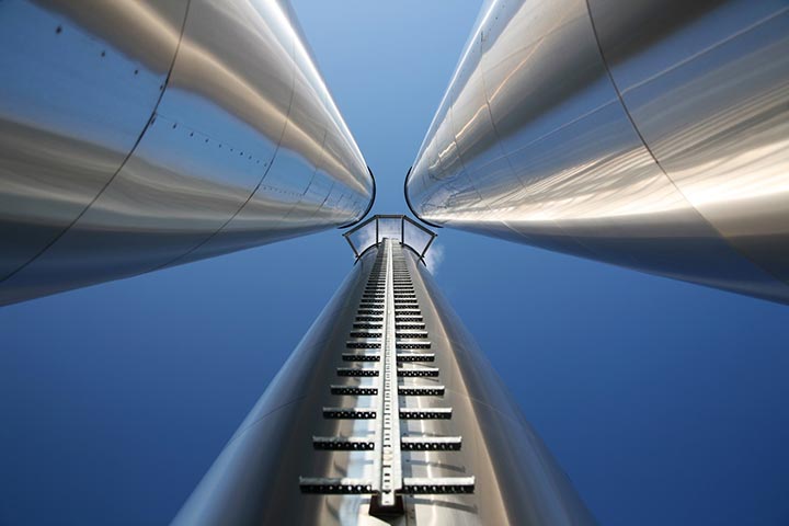 Close up of wind turbine