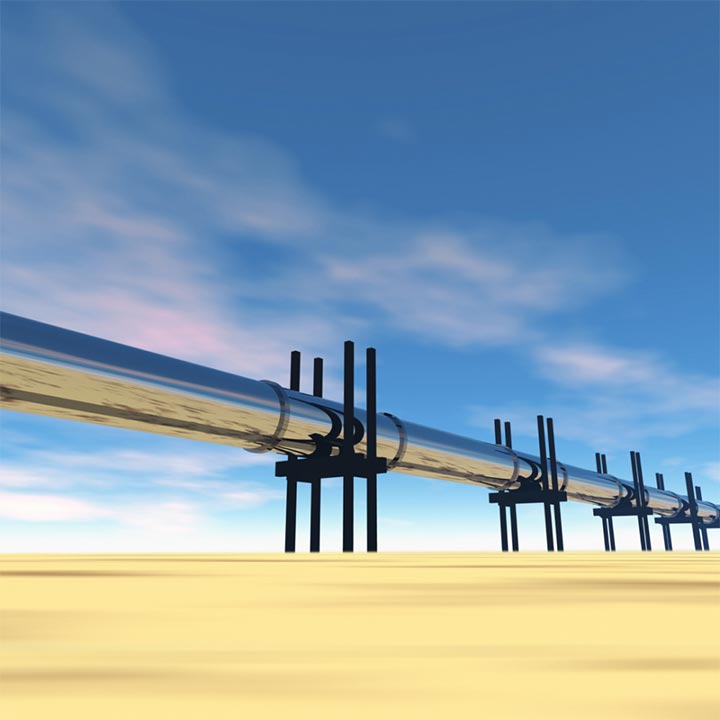 Oil pipeline above ground over desert
