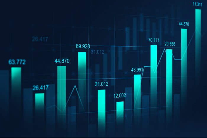 An image of financial data in a bar chart