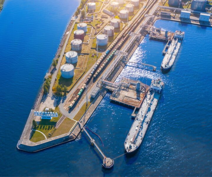 Tankers in a docking area