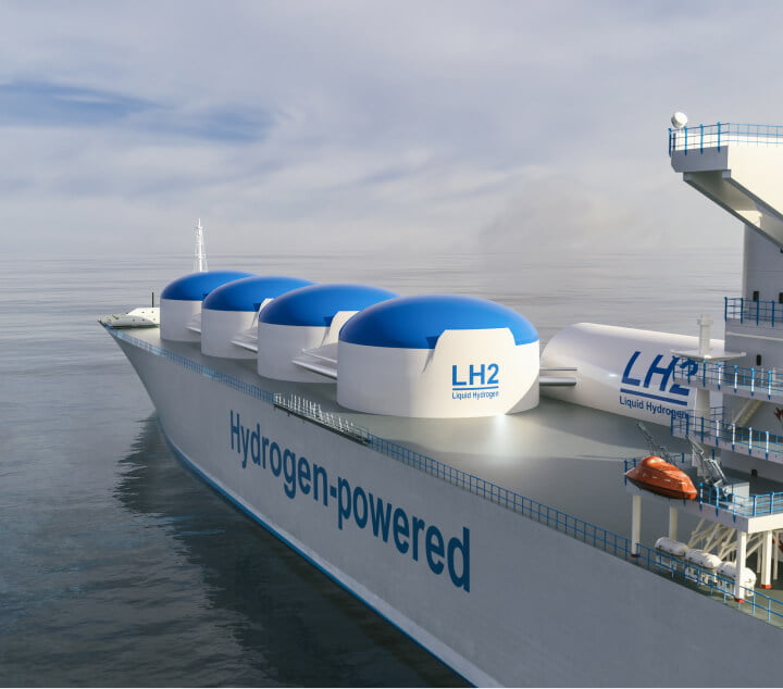 A hydrogen-powered ship