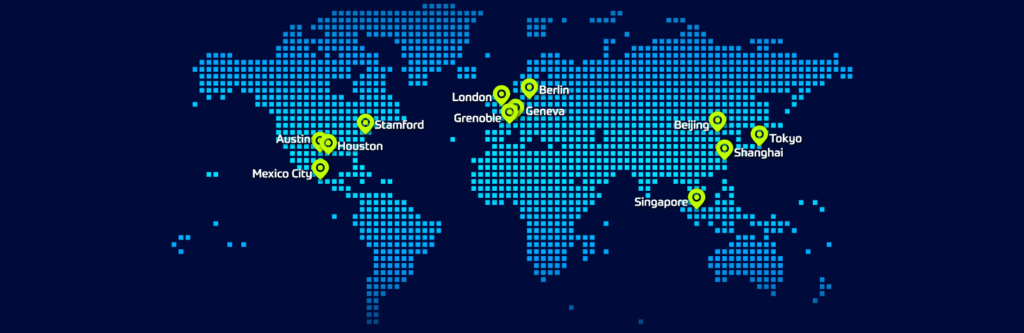 World map showing Engelhart's global office locations