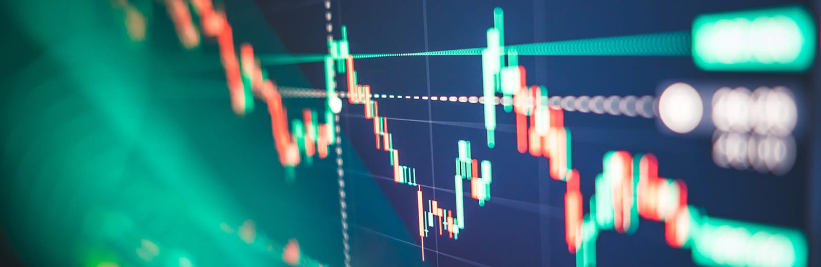 Stock market trading screen showing trade price fluctuation graphs
